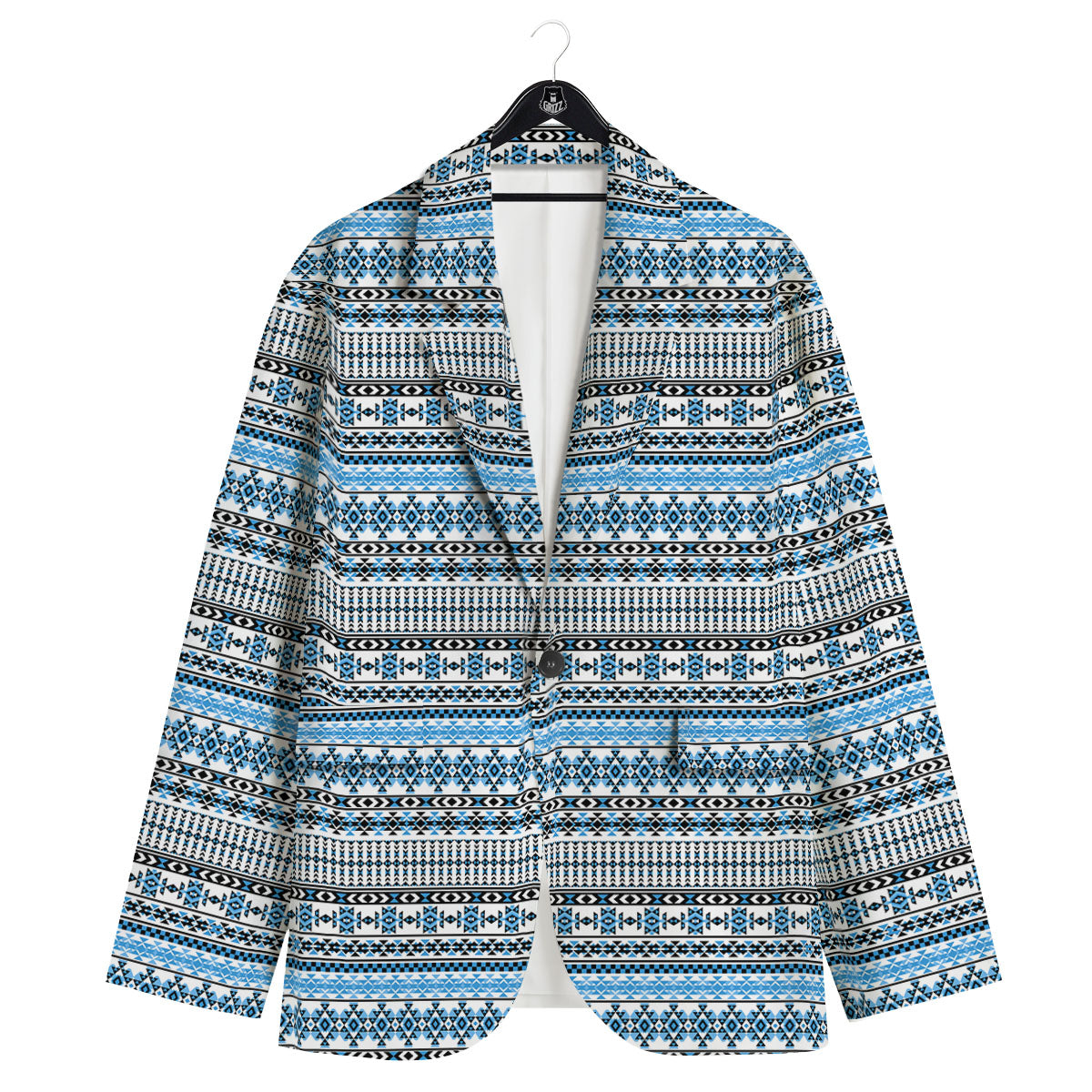 American Aztec Blue Native Print Pattern Men's Sport Coat-grizzshop