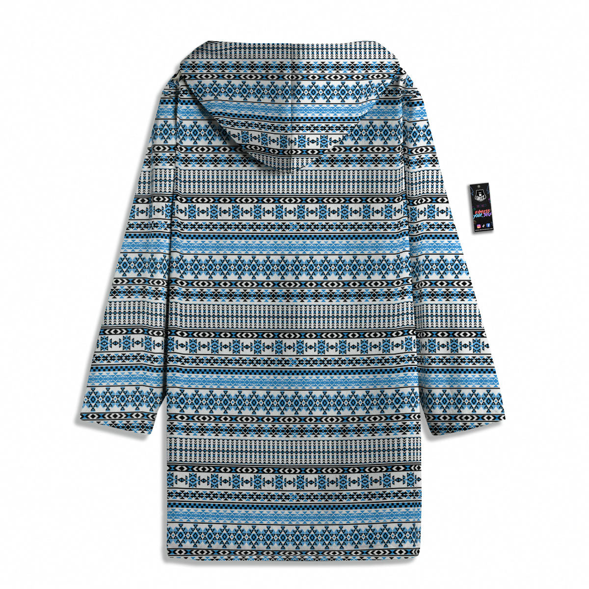 American Aztec Blue Native Print Pattern Men's Windbreaker Jacket-grizzshop