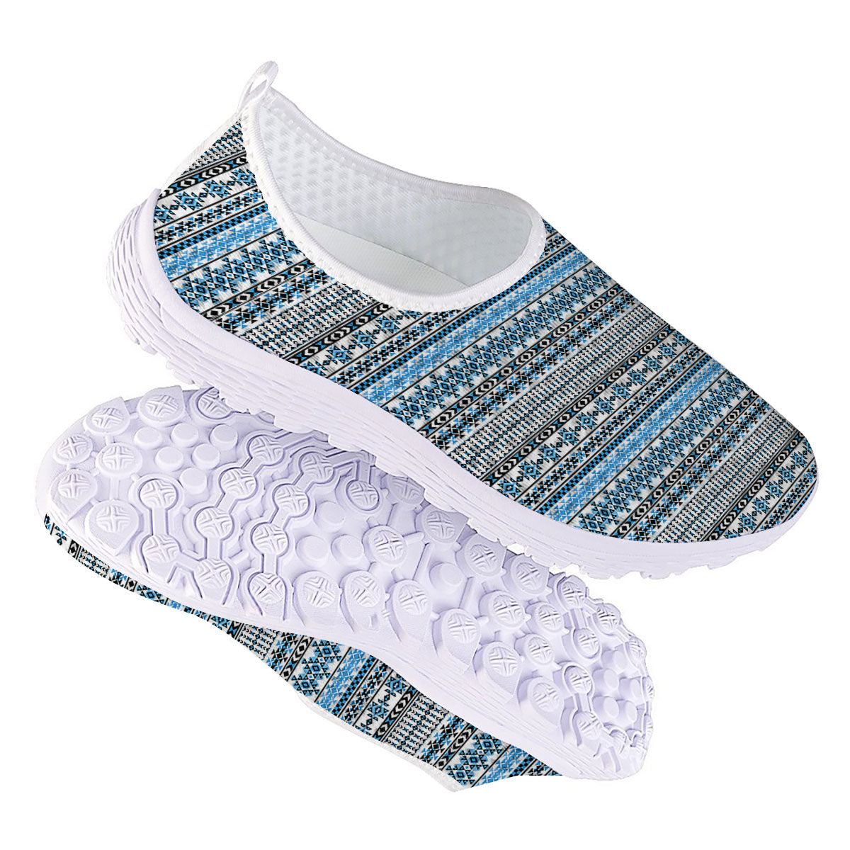 American Aztec Blue Native Print Pattern Nurse Shoes-grizzshop