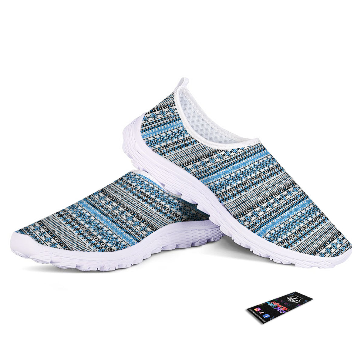 American Aztec Blue Native Print Pattern Nurse Shoes-grizzshop