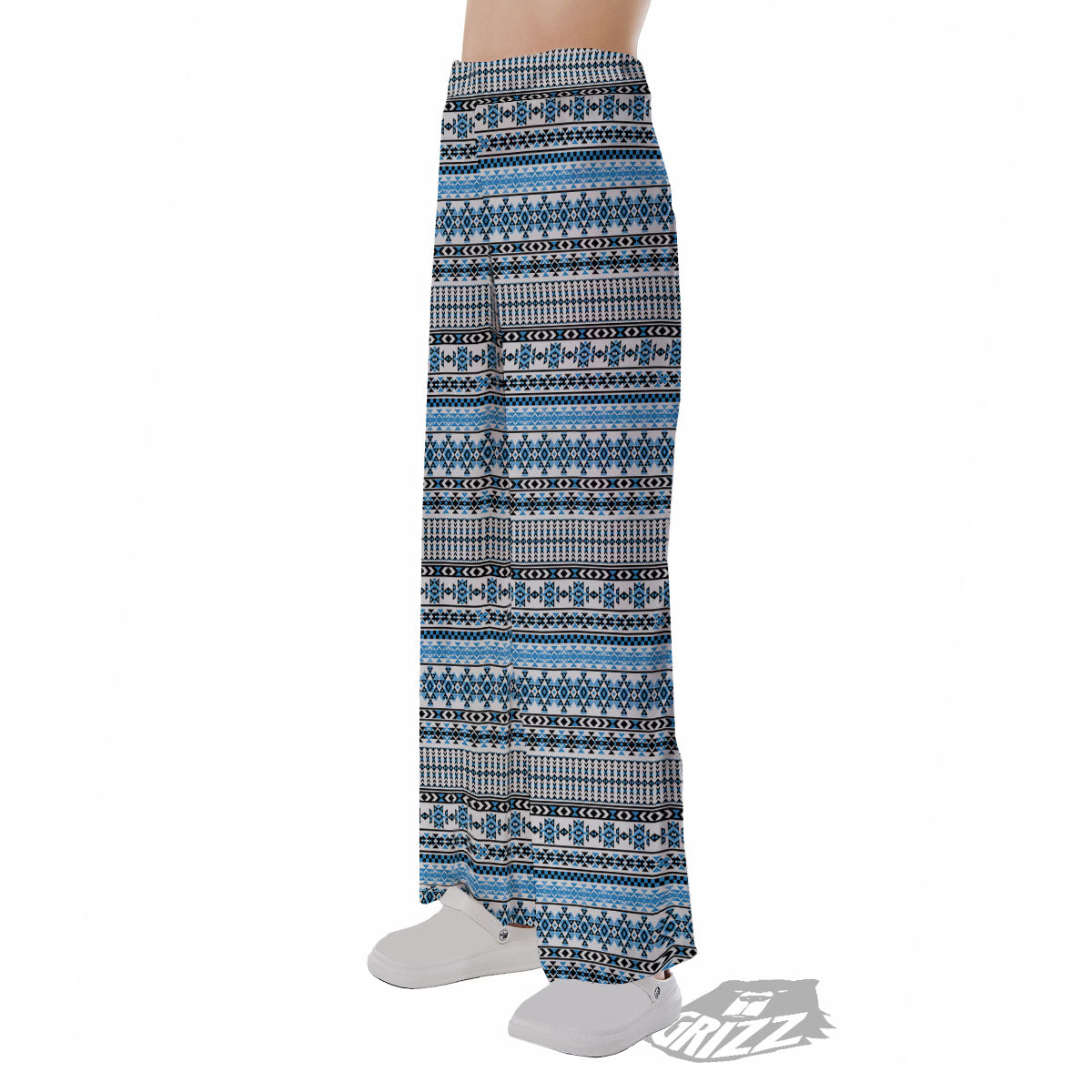 American Aztec Blue Native Print Pattern Pajama Pants-grizzshop