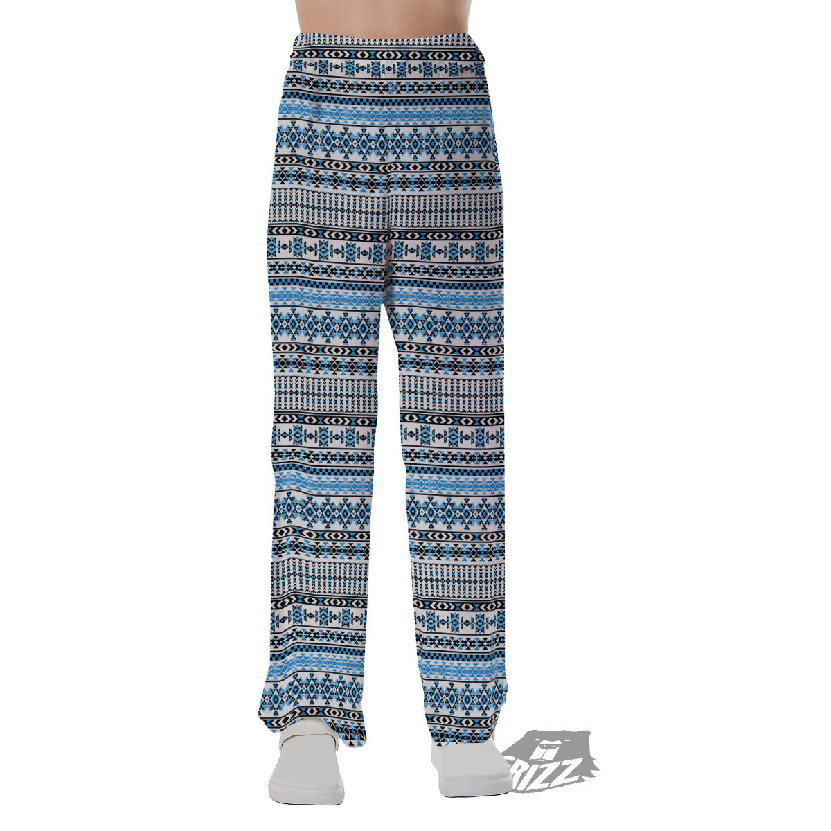 American Aztec Blue Native Print Pattern Pajama Pants-grizzshop