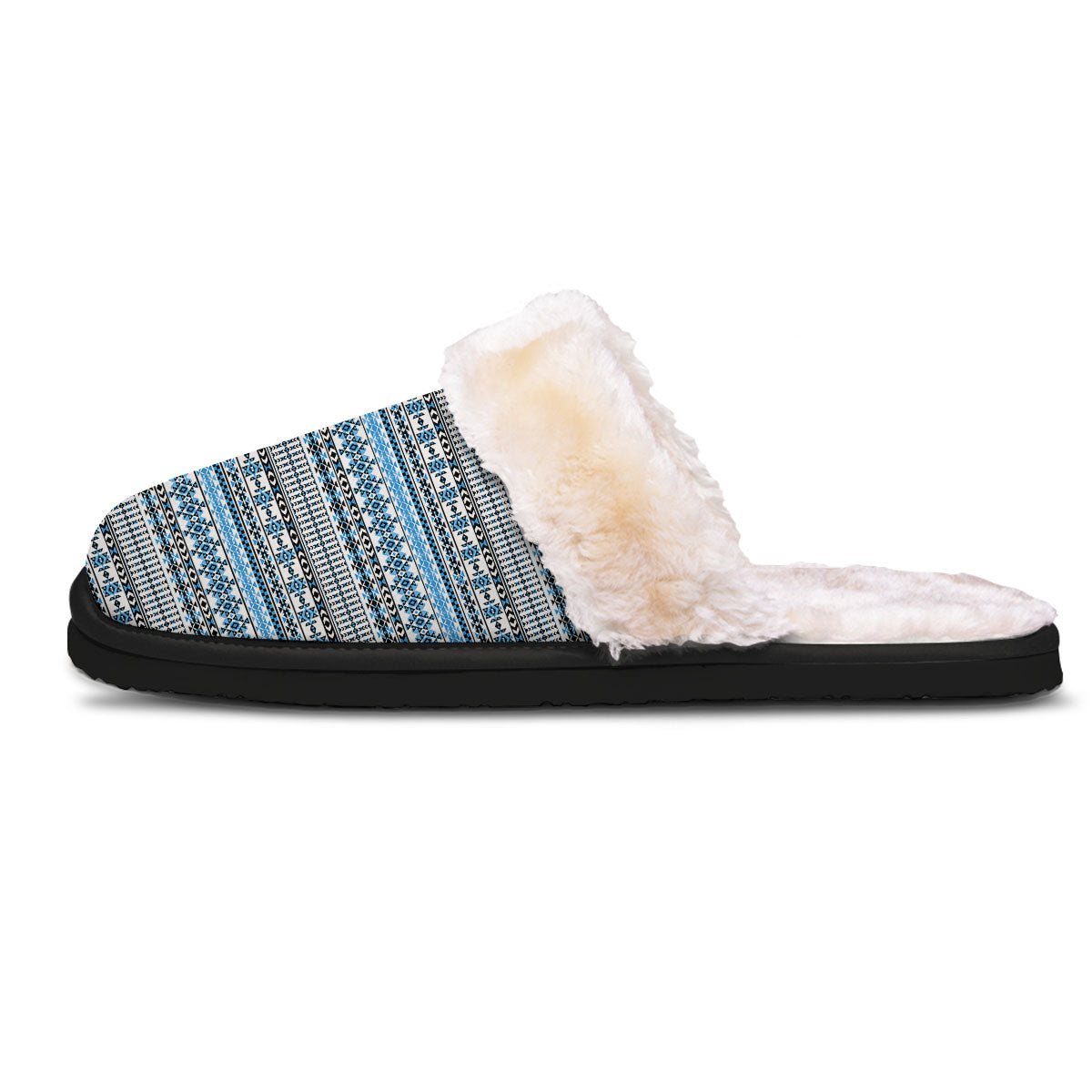 American Aztec Blue Native Print Pattern Slippers-grizzshop