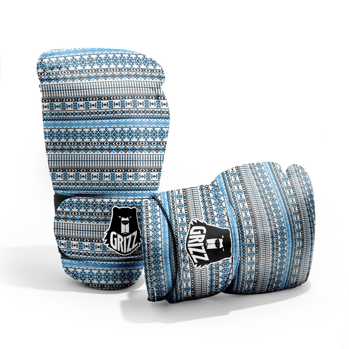American Aztec Blue Native Print Pattern Pro Boxing Glove