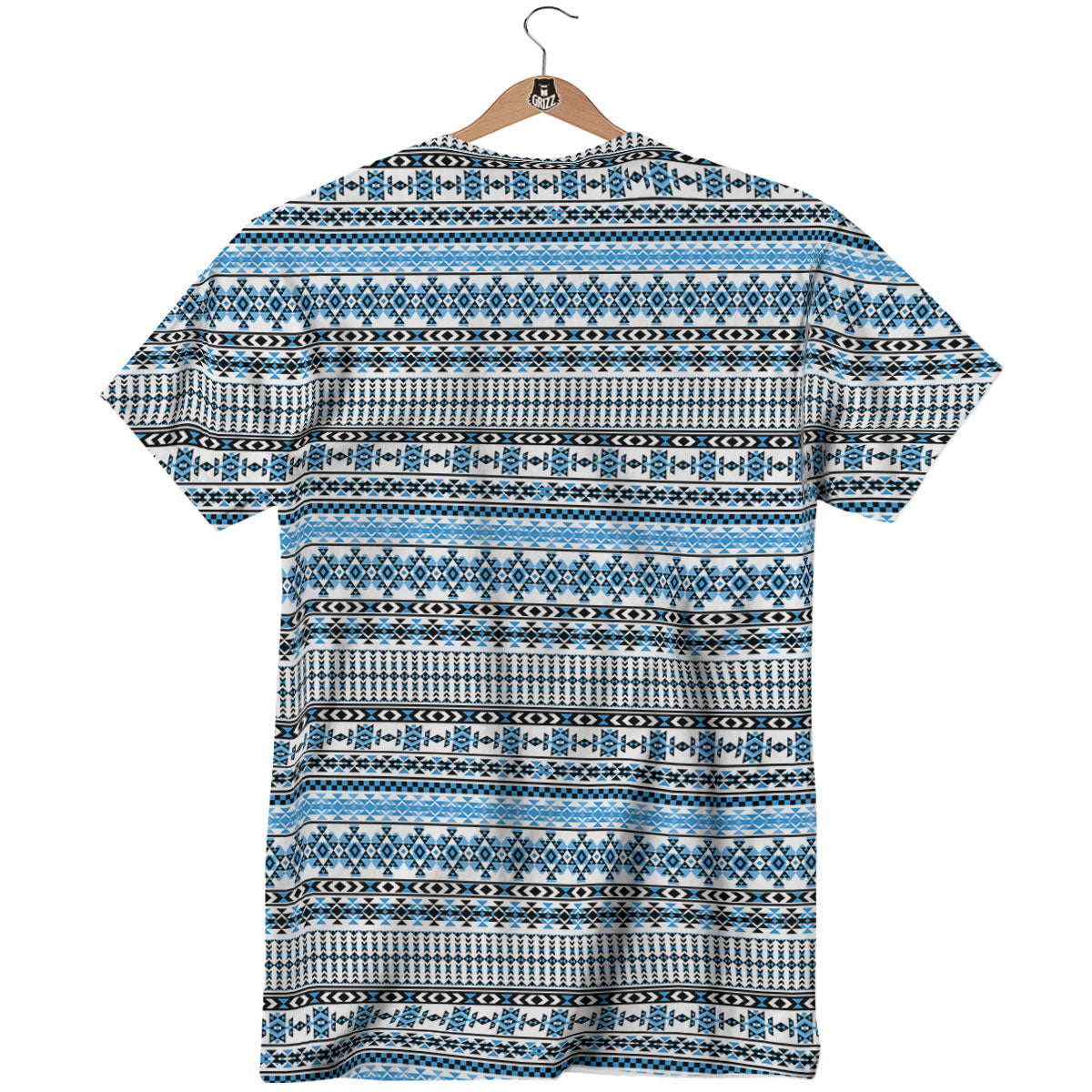 American Aztec Blue Native Print Pattern T-Shirt-grizzshop