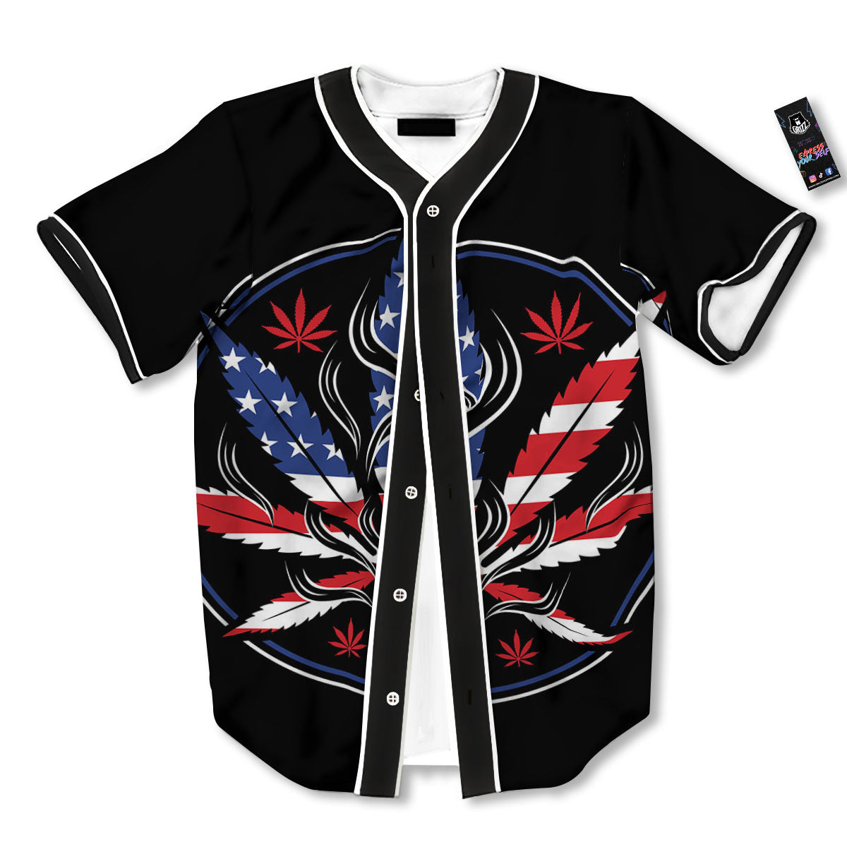 American Cannabis Leaf Flag Print Baseball Jersey-grizzshop