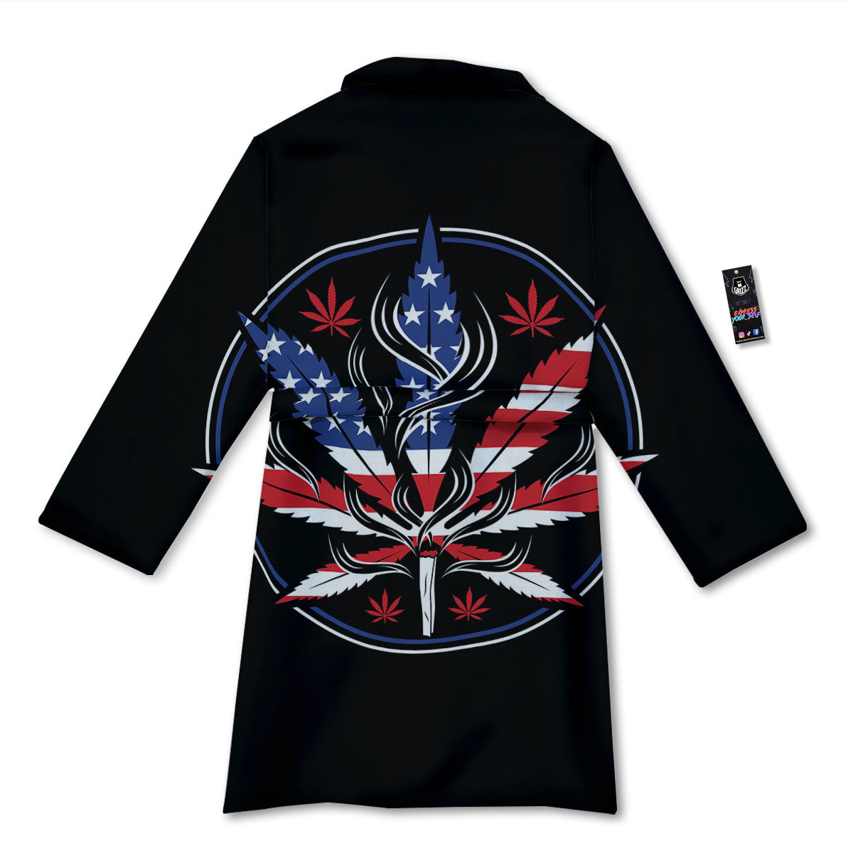 American Cannabis Leaf Flag Print Bathrobe-grizzshop
