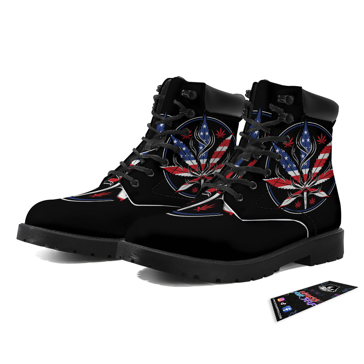 American Cannabis Leaf Flag Print Boots-grizzshop