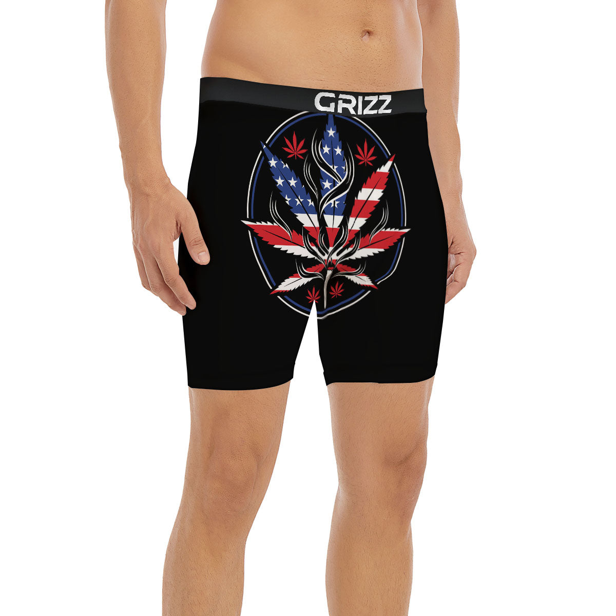 American Cannabis Leaf Flag Print Boxer Briefs-grizzshop