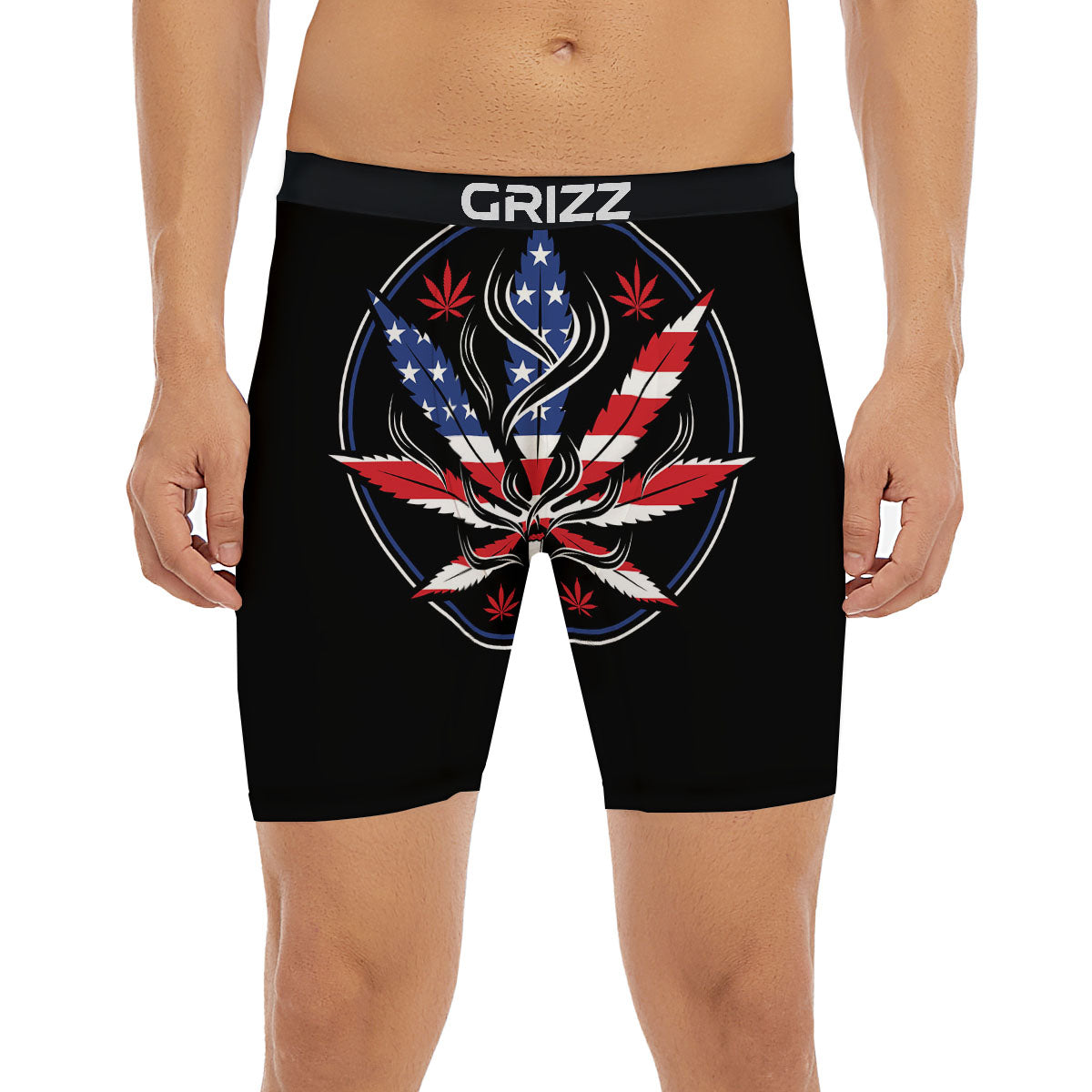American Cannabis Leaf Flag Print Boxer Briefs-grizzshop