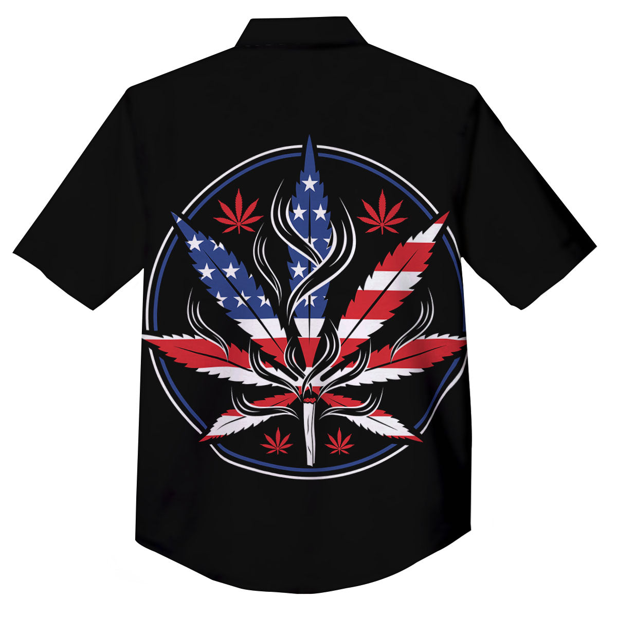 American Cannabis Leaf Flag Print Button Up Shirt-grizzshop
