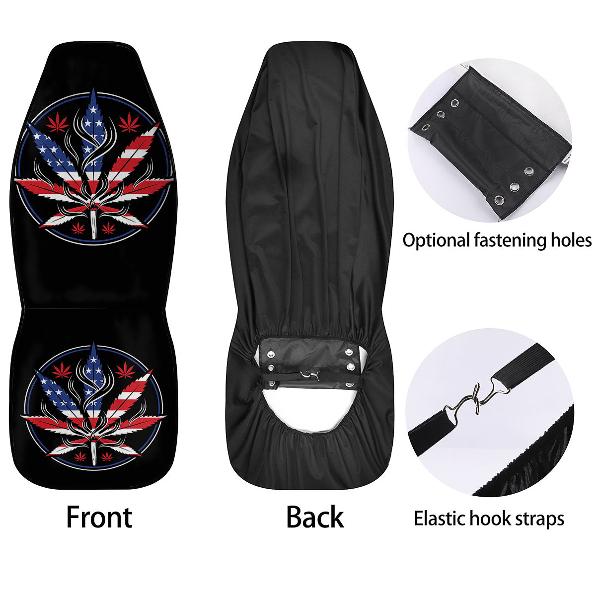 American Cannabis Leaf Flag Print Car Seat Covers-grizzshop