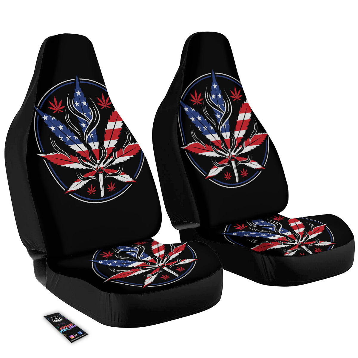 American Cannabis Leaf Flag Print Car Seat Covers-grizzshop