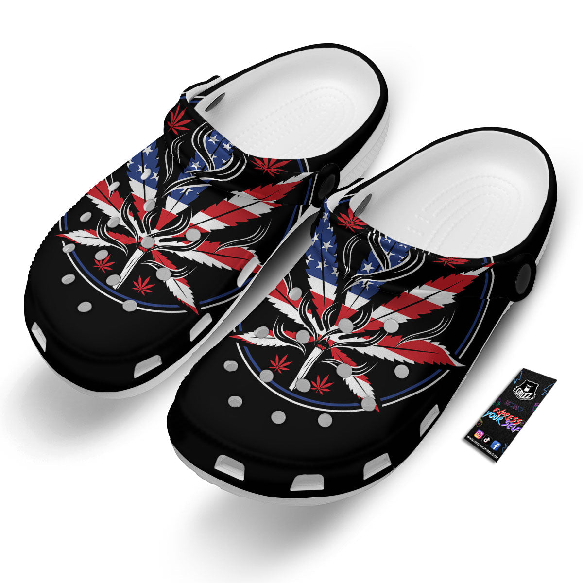 American Cannabis Leaf Flag Print Clog-grizzshop