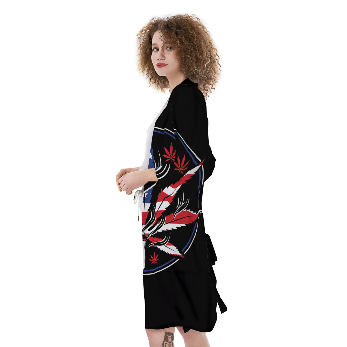 American Cannabis Leaf Flag Print Kimono-grizzshop