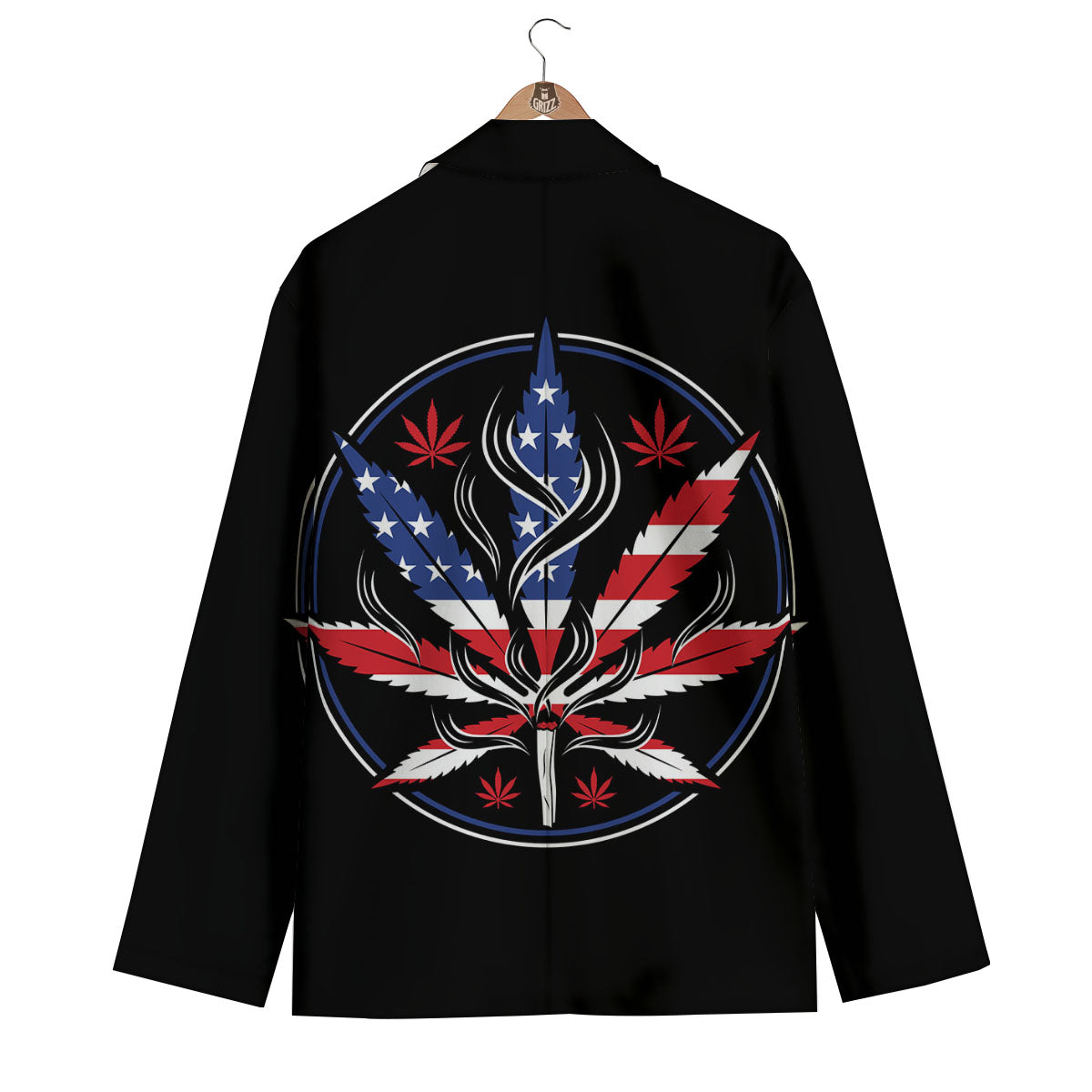 American Cannabis Leaf Flag Print Men's Blazer-grizzshop