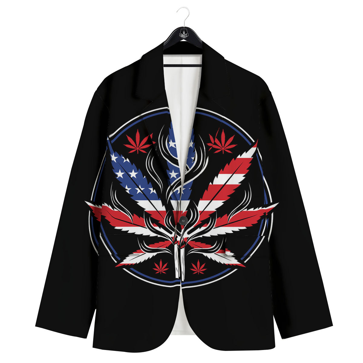 American Cannabis Leaf Flag Print Men's Sport Coat-grizzshop