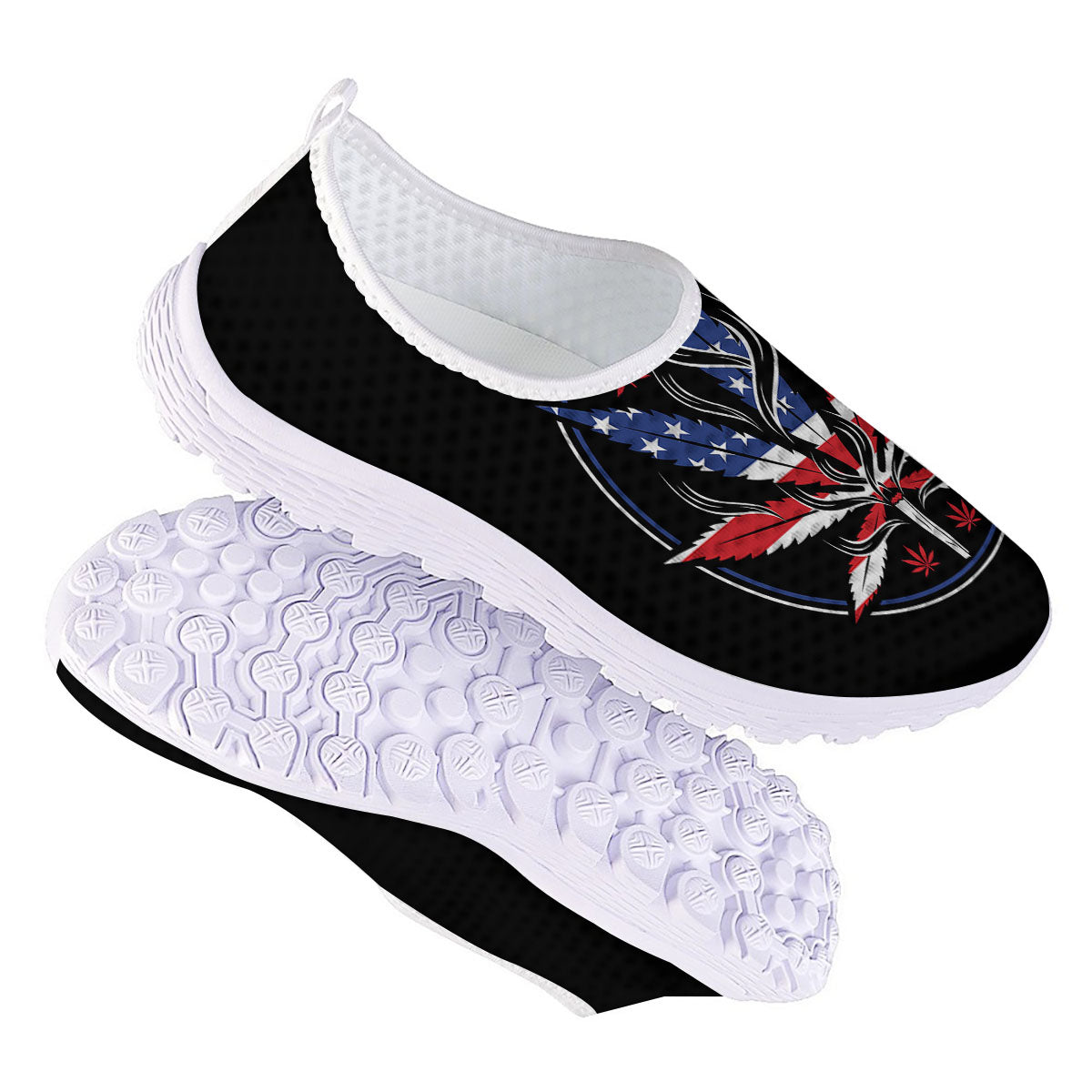 American Cannabis Leaf Flag Print Nurse Shoes-grizzshop