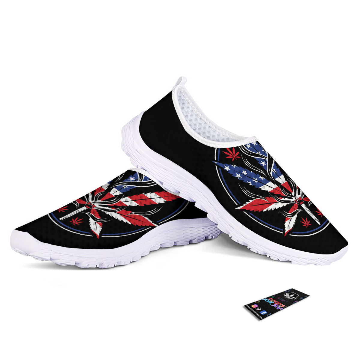American Cannabis Leaf Flag Print Nurse Shoes-grizzshop