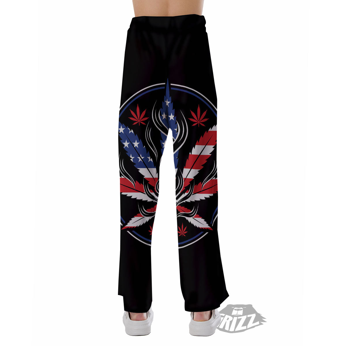 American Cannabis Leaf Flag Print Pajama Pants-grizzshop