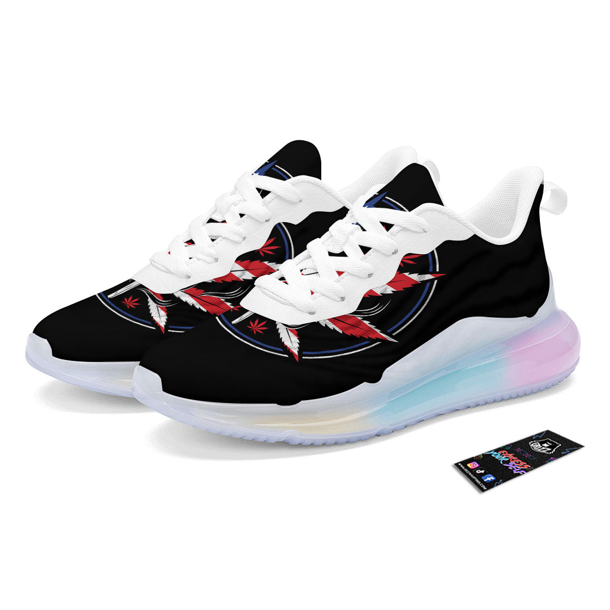 American Cannabis Leaf Flag Print Running Sneakers-grizzshop