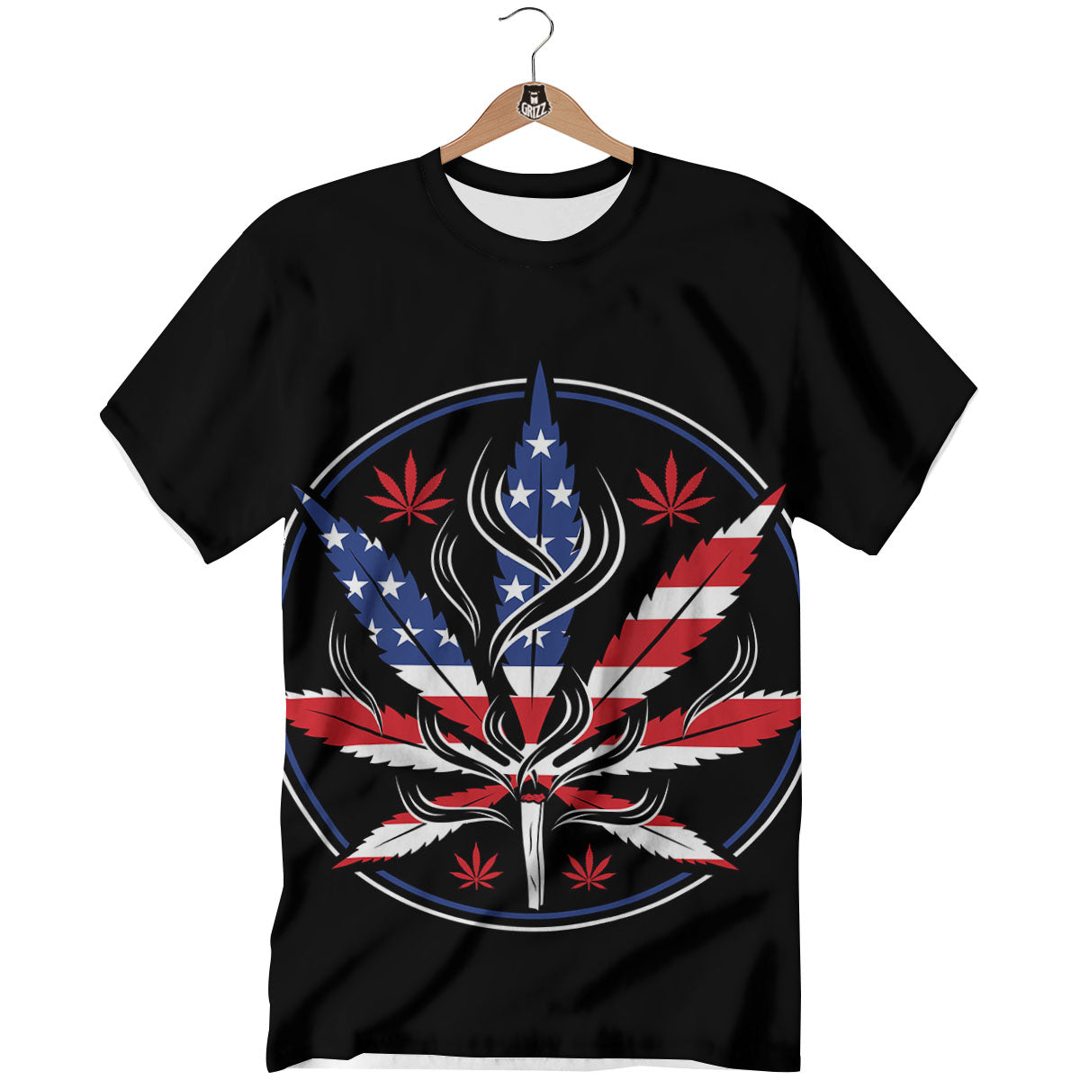 American Cannabis Leaf Flag Print T-Shirt-grizzshop