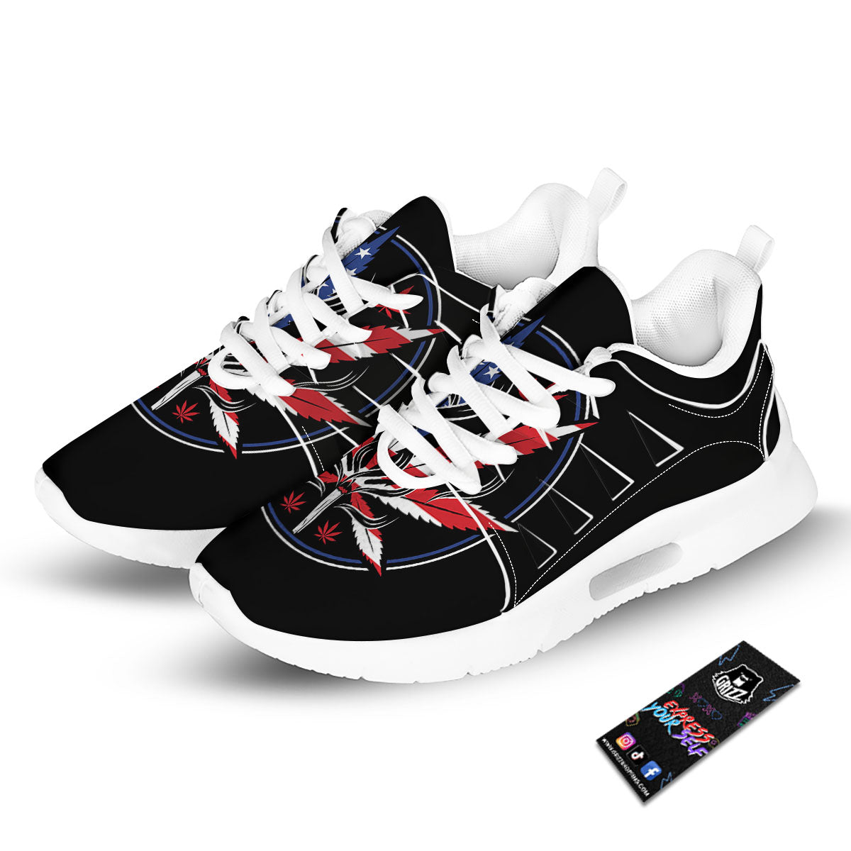 American Cannabis Leaf Flag Print Tennis Shoes-grizzshop