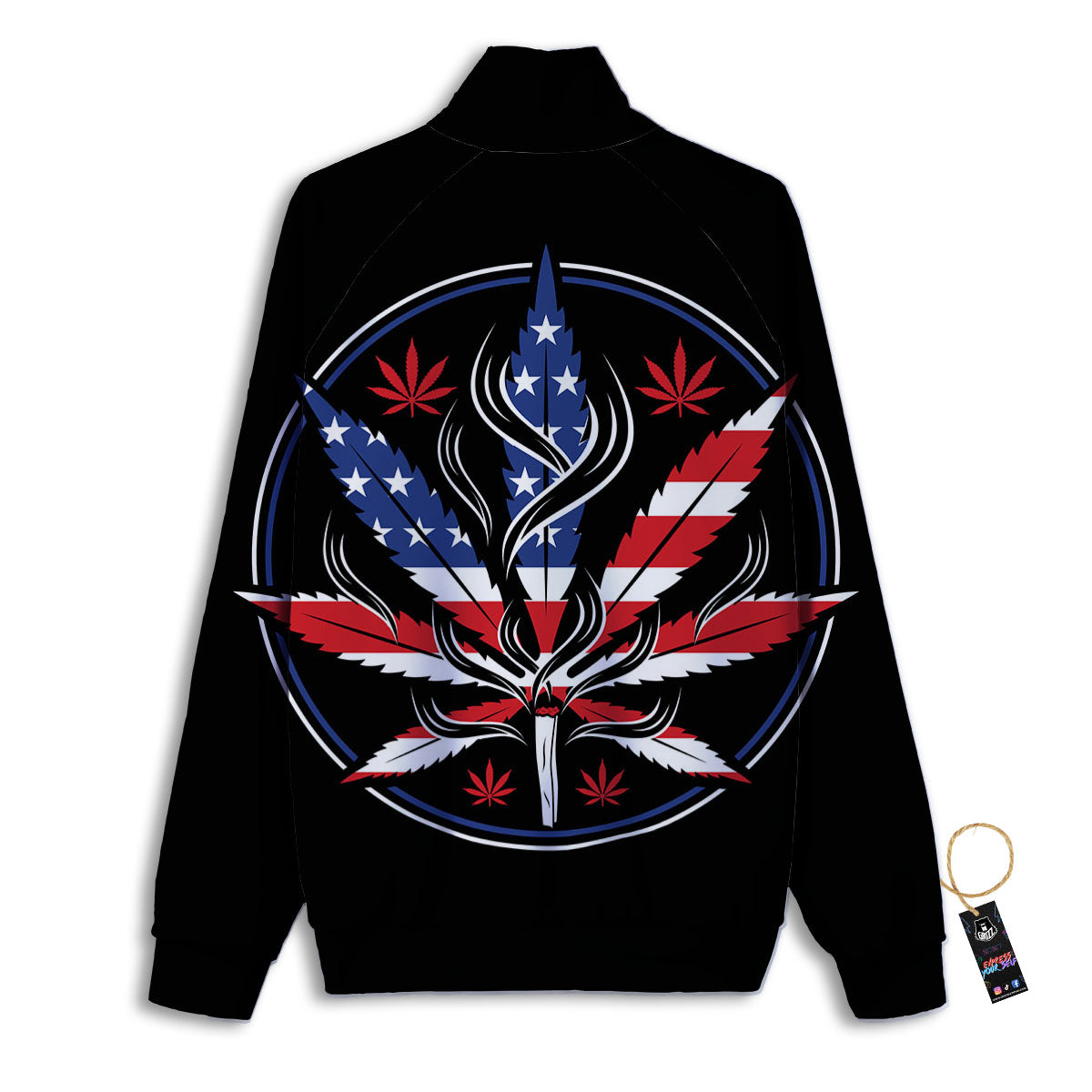 American Cannabis Leaf Flag Print Track Jacket-grizzshop