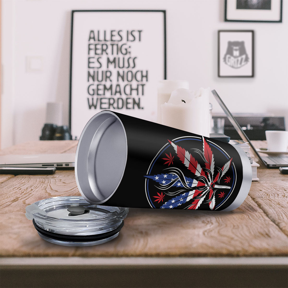 American Cannabis Leaf Flag Print Tumbler-grizzshop