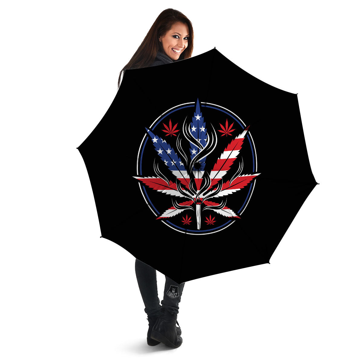 American Cannabis Leaf Flag Print Umbrella-grizzshop