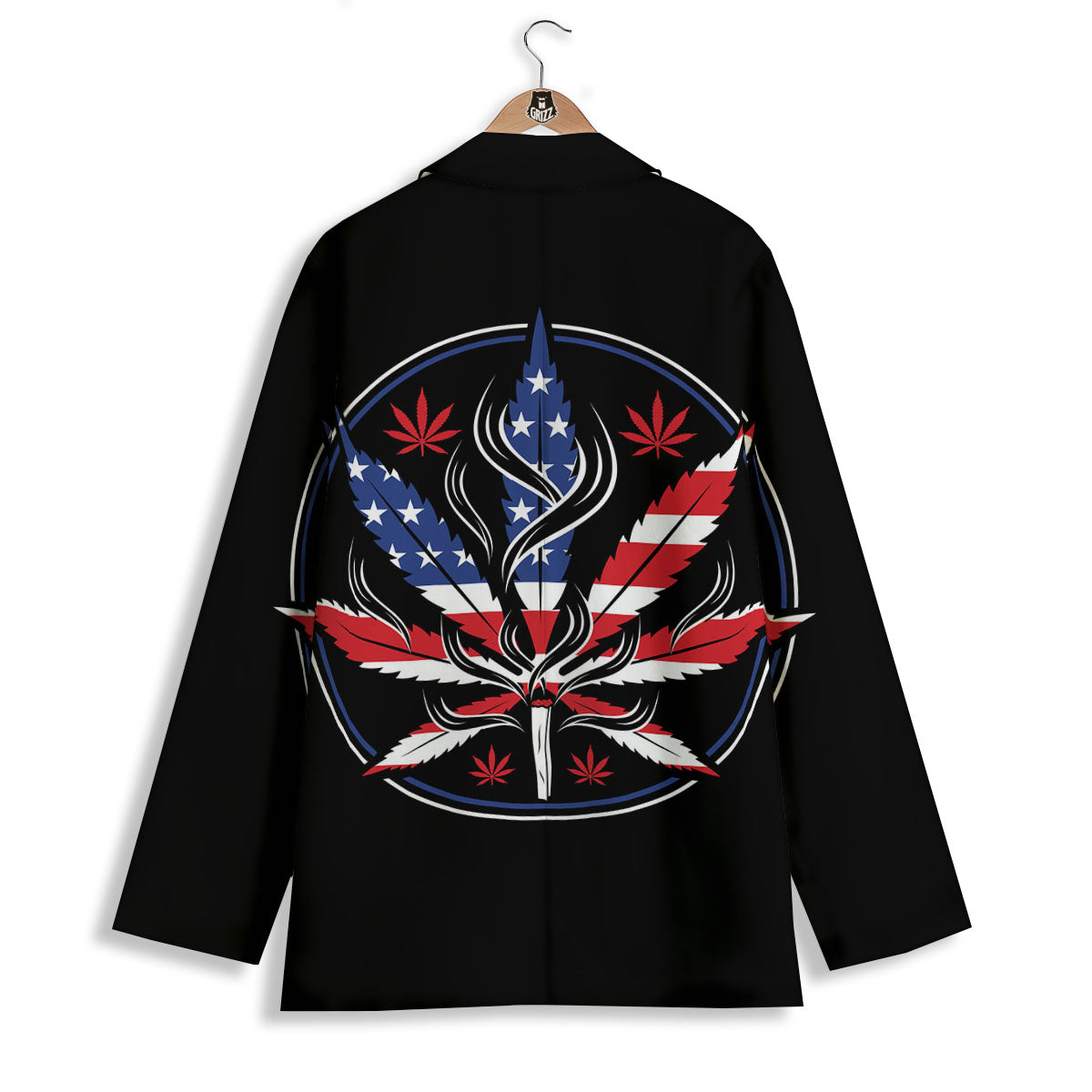 American Cannabis Leaf Flag Print Women's Blazer-grizzshop