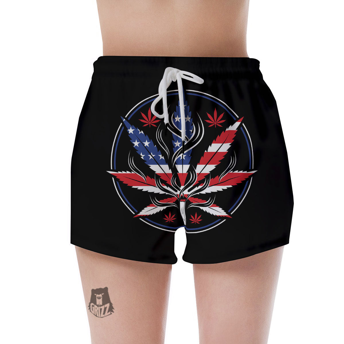 American Cannabis Leaf Flag Print Women's Shorts-grizzshop
