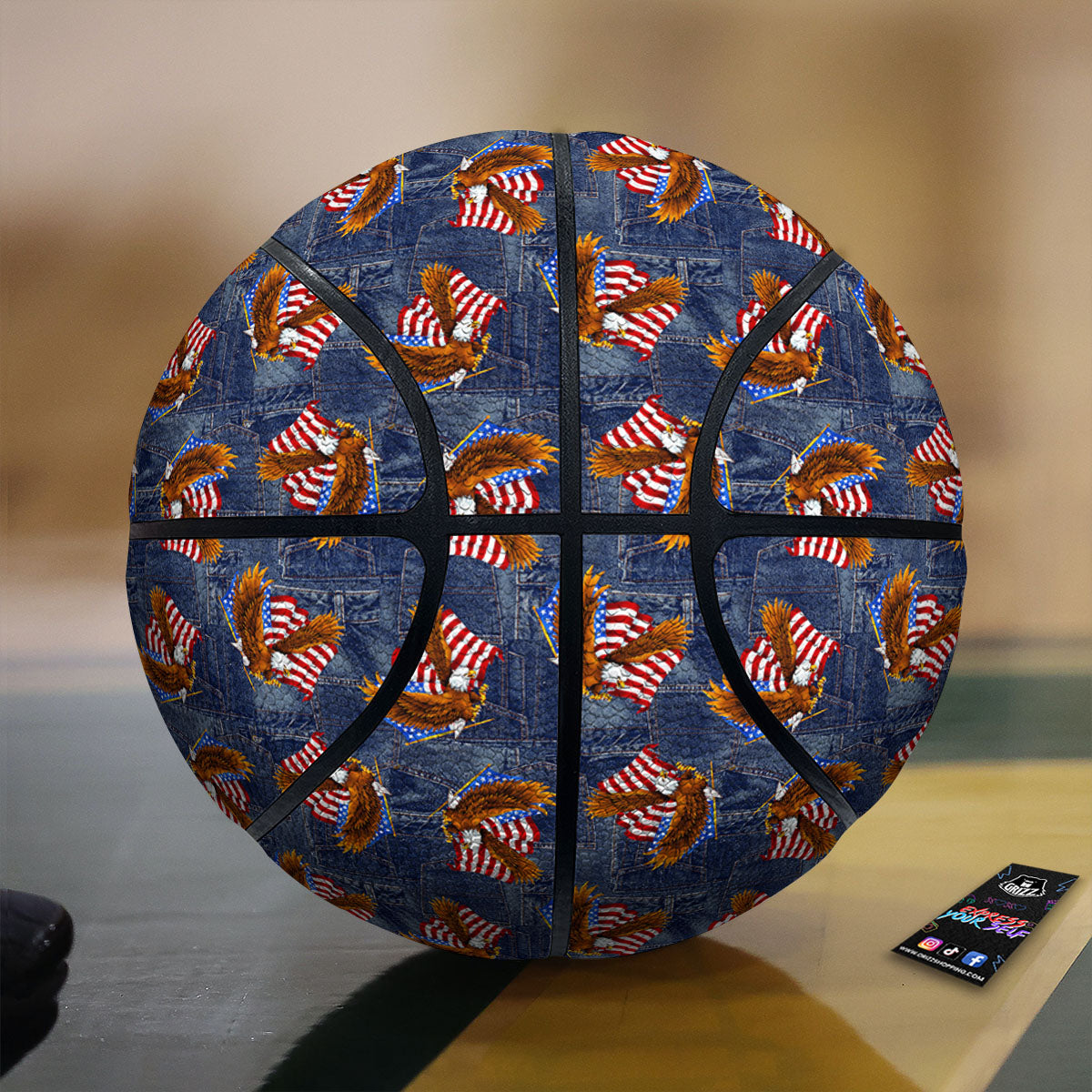 American Eagle Denim Print Pattern Basketball-grizzshop