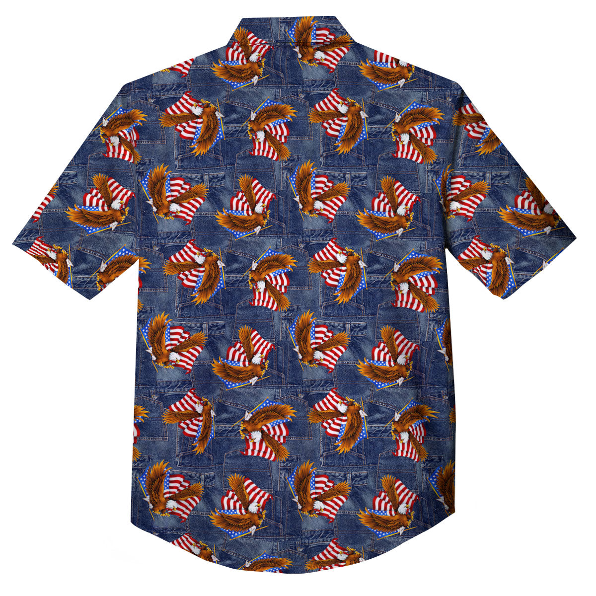American Eagle Denim Print Pattern Button Up Shirt-grizzshop