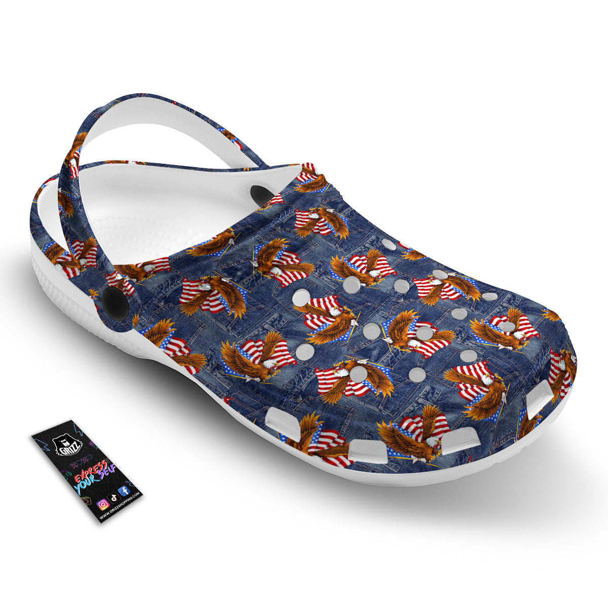 American Eagle Denim Print Pattern Clog-grizzshop
