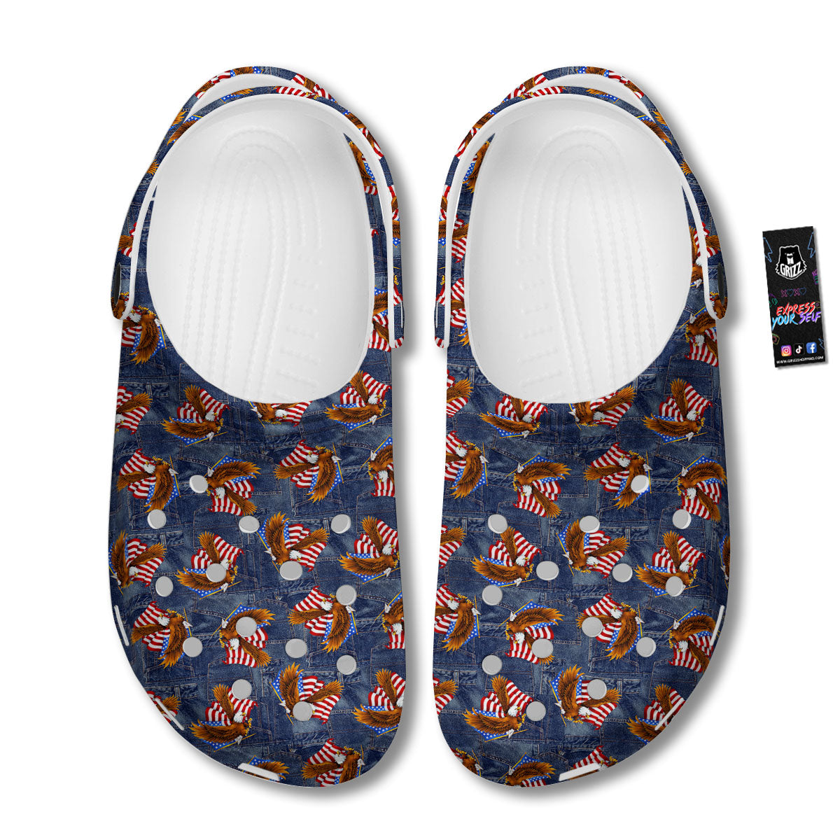American Eagle Denim Print Pattern Clog-grizzshop