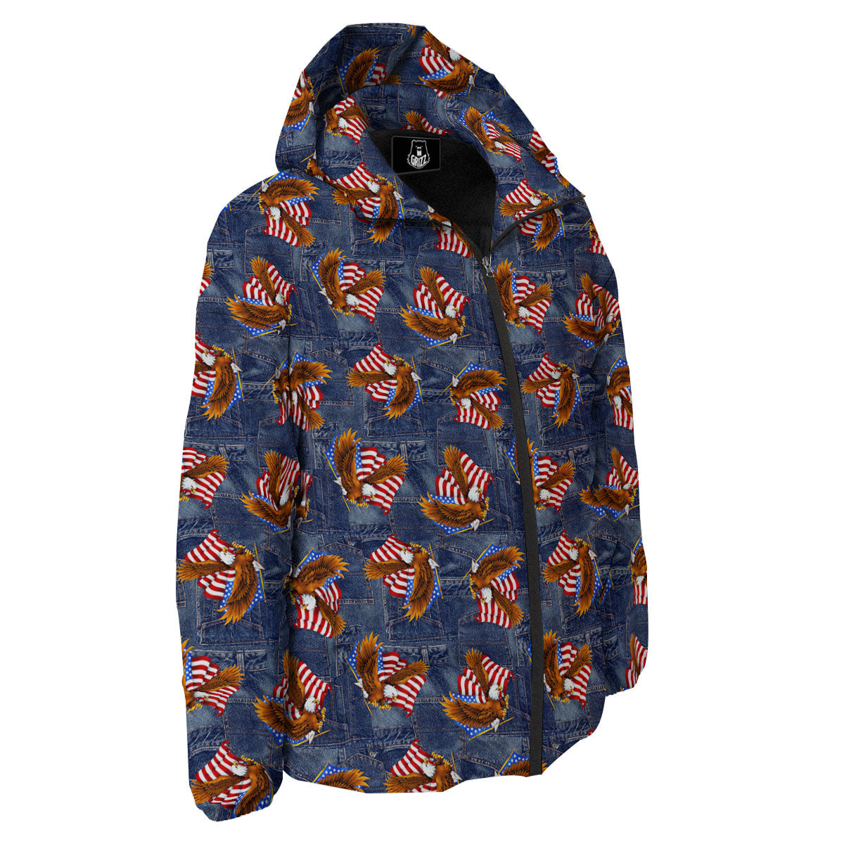American Eagle Denim Print Pattern Down Jacket-grizzshop