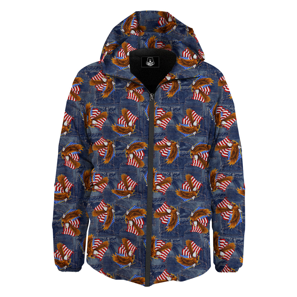 American Eagle Denim Print Pattern Down Jacket-grizzshop