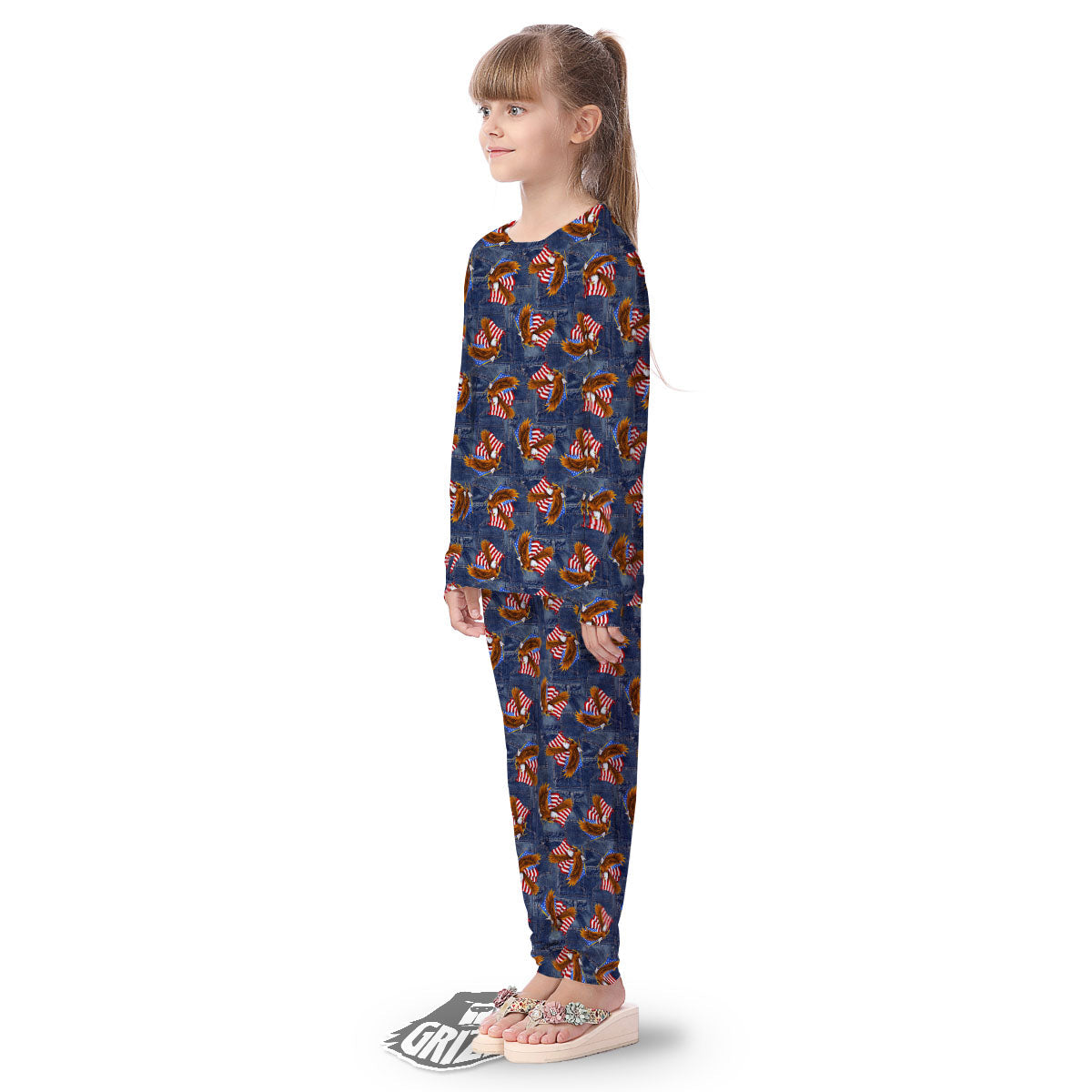 American Eagle Denim Print Pattern Kid's Pajamas-grizzshop