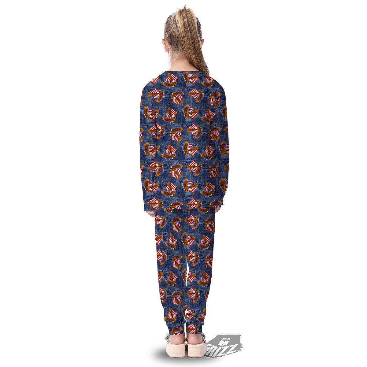 American Eagle Denim Print Pattern Kid's Pajamas-grizzshop