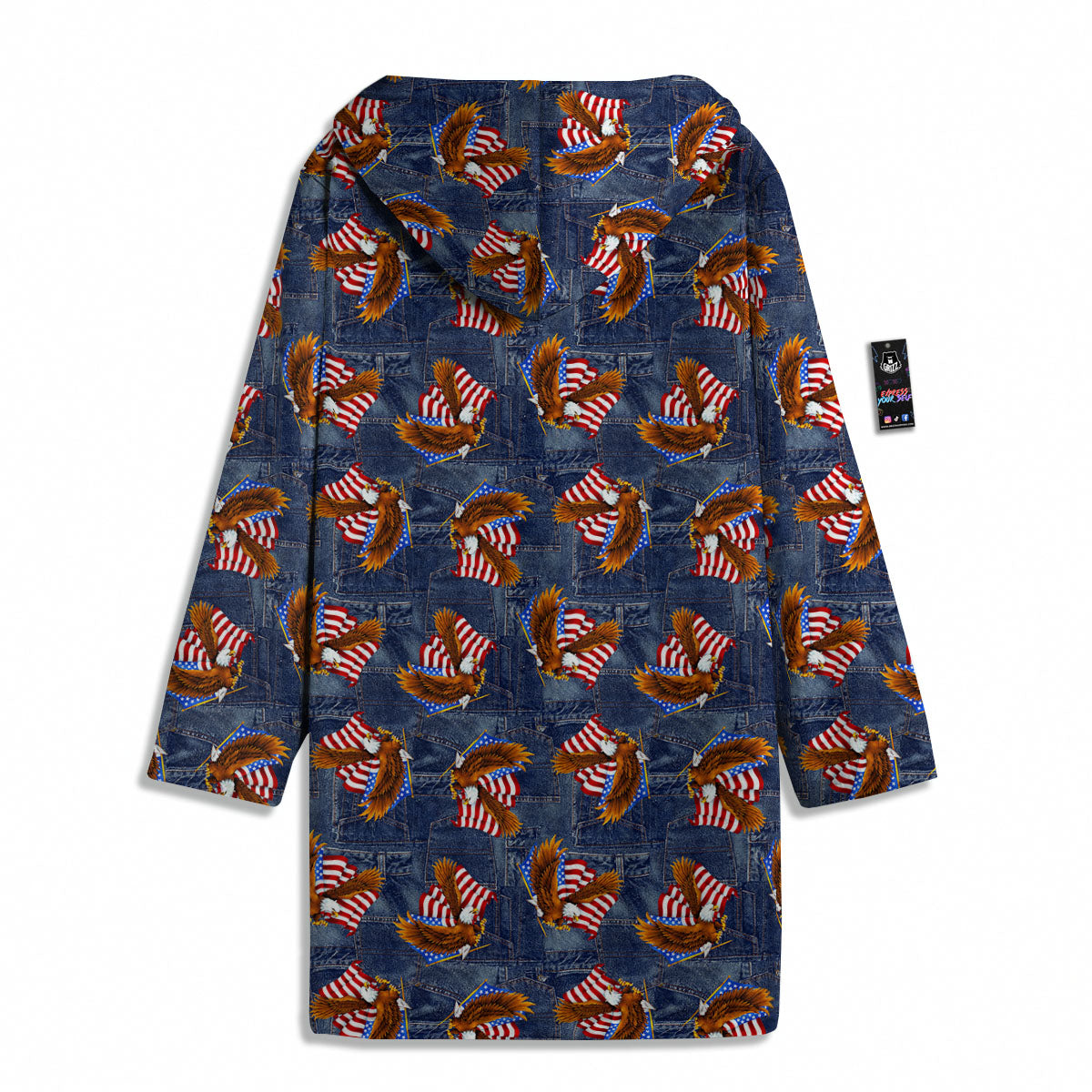 American Eagle Denim Print Pattern Men's Windbreaker Jacket-grizzshop