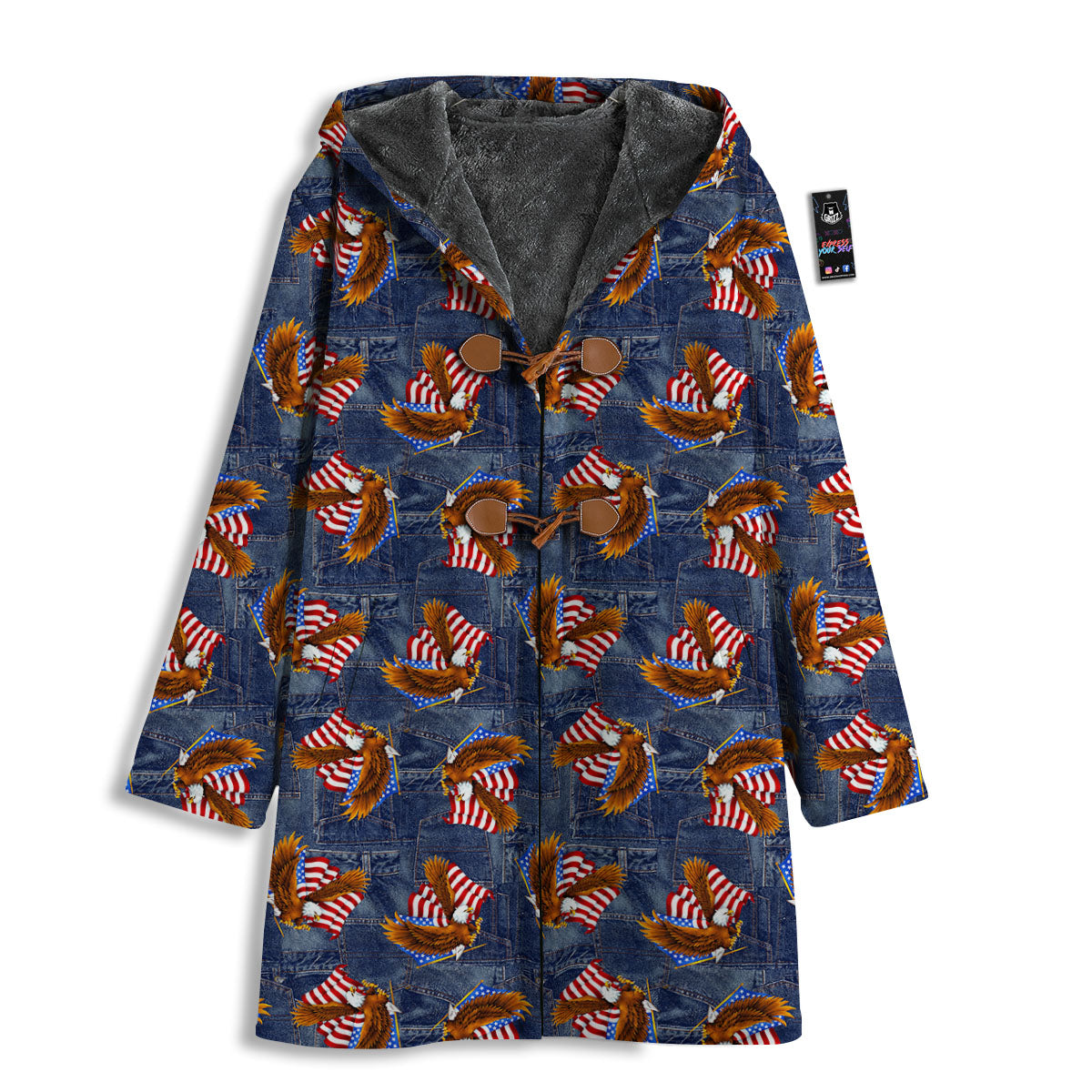 American Eagle Denim Print Pattern Men's Windbreaker Jacket-grizzshop