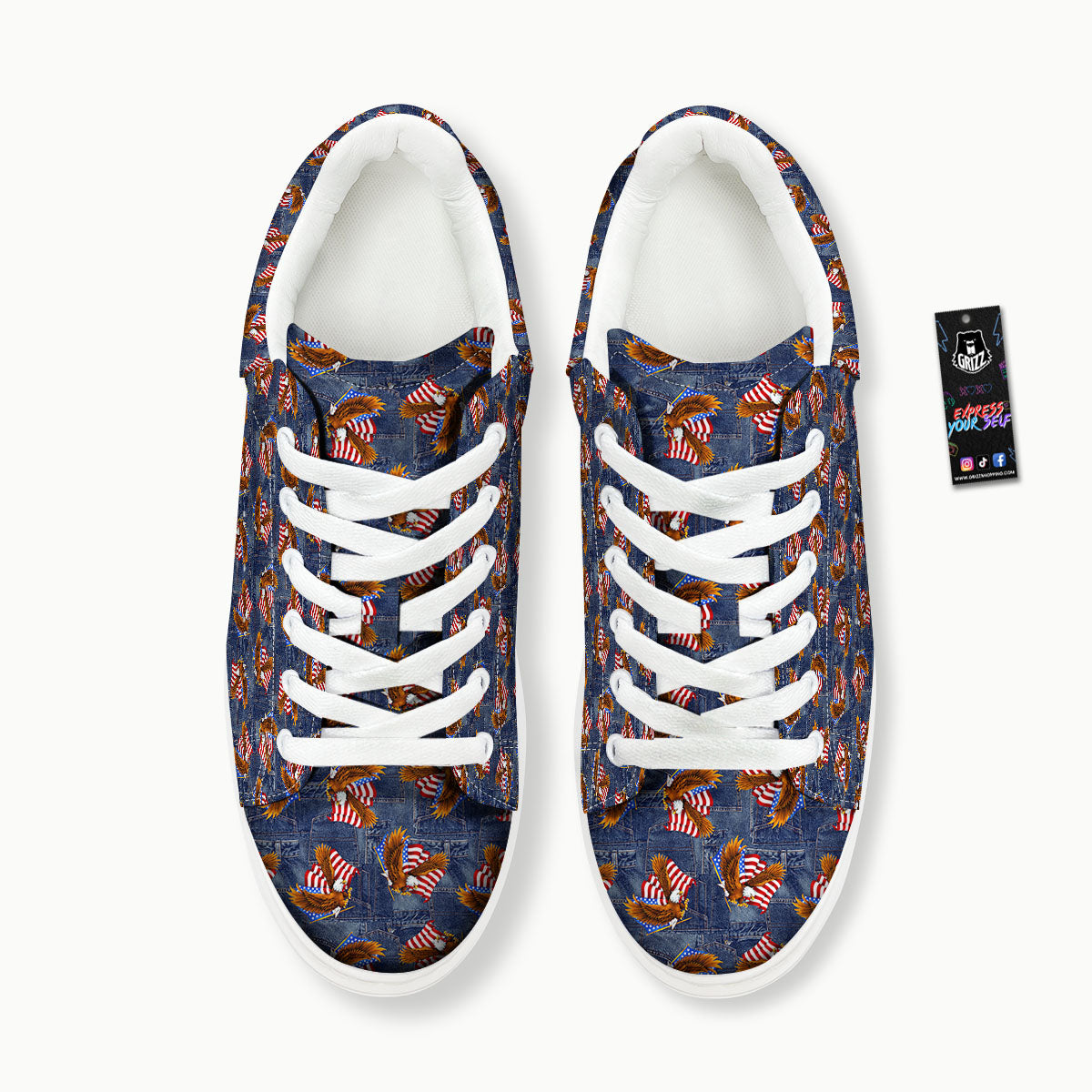 American Eagle Denim Print Pattern Platform Shoes-grizzshop
