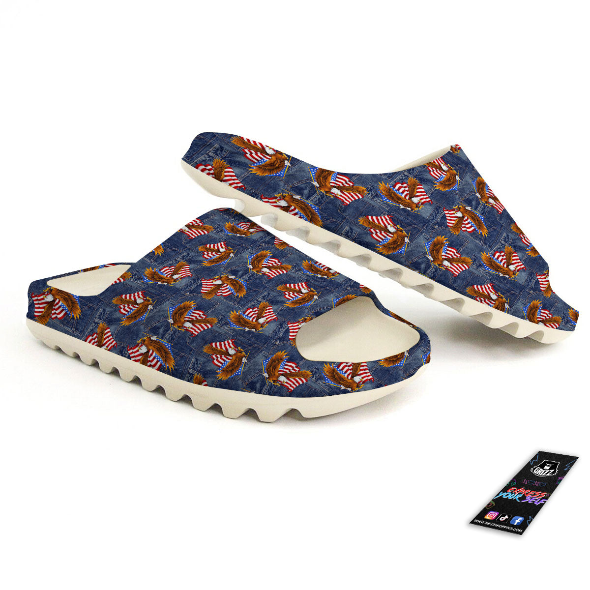 American Eagle Denim Print Pattern Sandals-grizzshop
