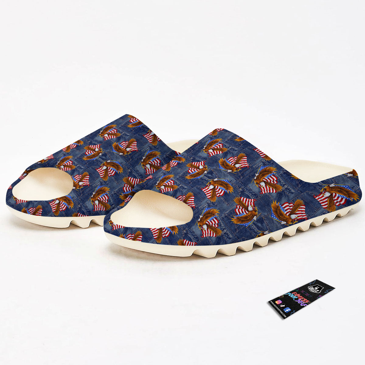 American Eagle Denim Print Pattern Sandals-grizzshop
