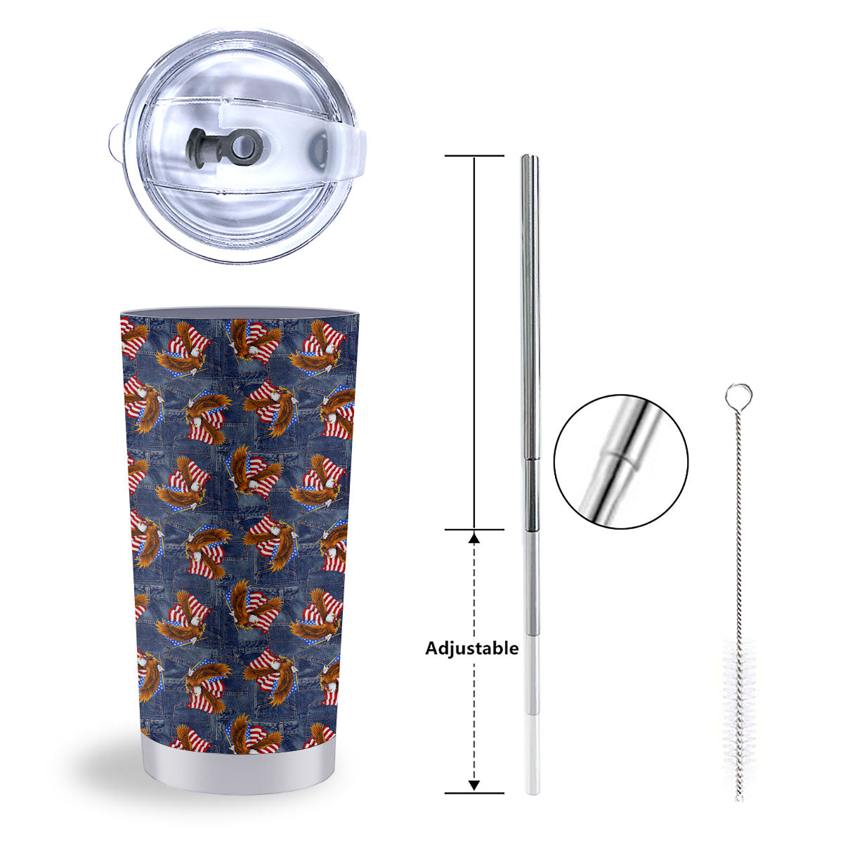 American Eagle Denim Print Pattern Tumbler-grizzshop