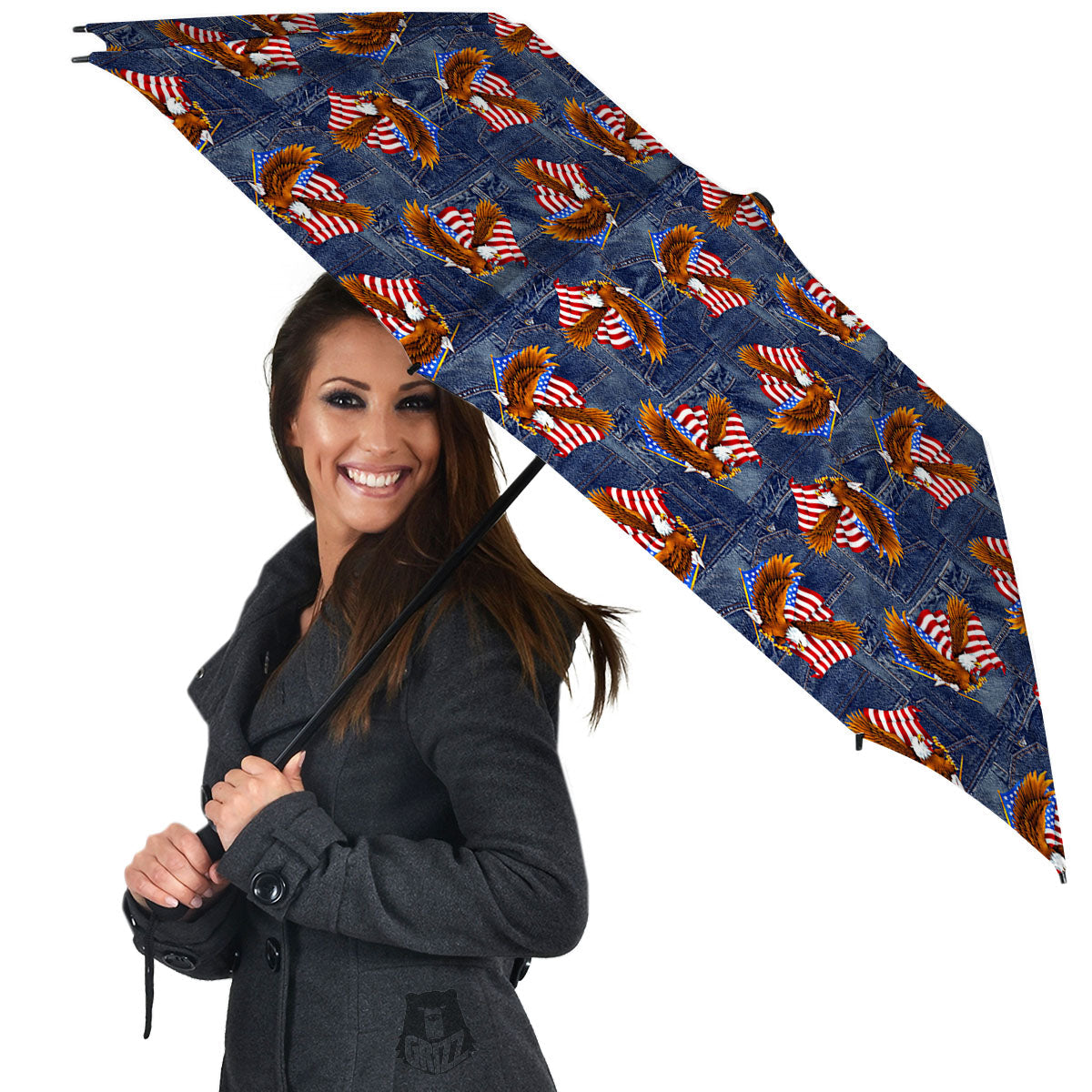 American Eagle Denim Print Pattern Umbrella-grizzshop