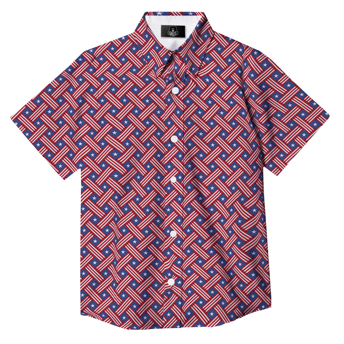 American Flag 4th of July Print Pattern Button Up Shirt-grizzshop