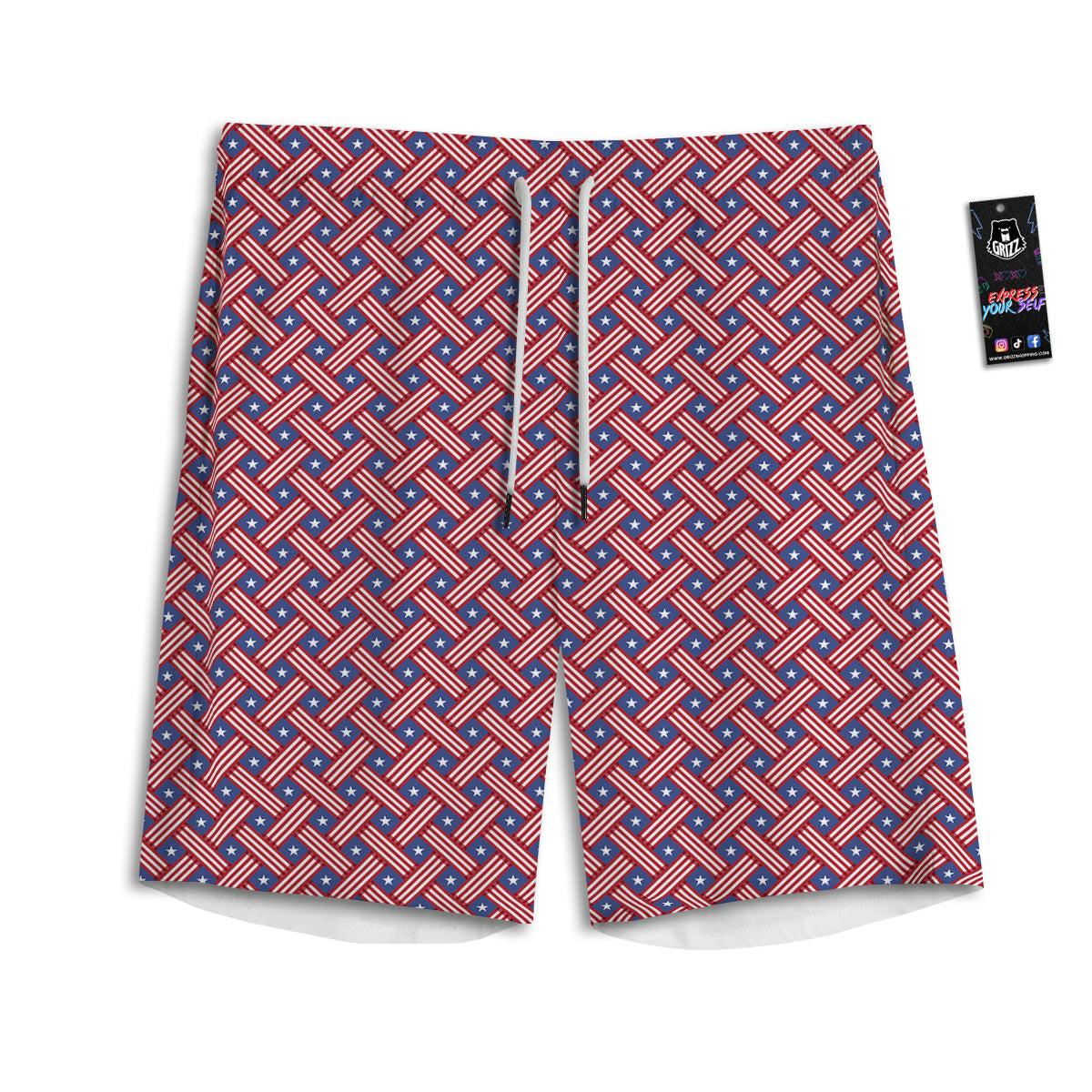 American Flag 4th of July Print Pattern Men's Athletic Shorts