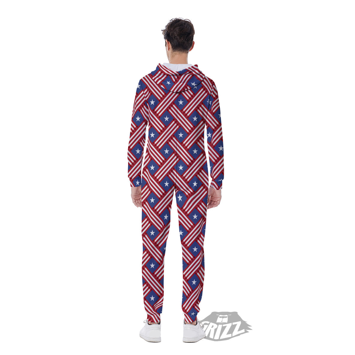 American Flag 4th of July Print Pattern Men's Jumpsuit-grizzshop